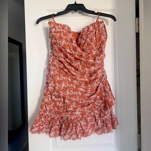 BARDOT orange dress with white flowers